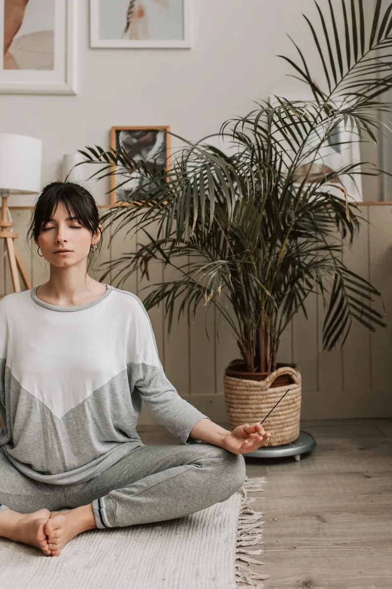 woman in mindful yoga pose